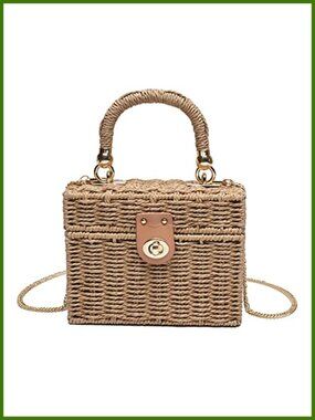 Woven Straw Crossbody Basket Bag Wicker Tote Summer Beach Purse for Women